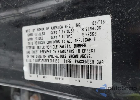 2015 Acura Tlx V6 Tech from USA, damaged, VIN 19UUB3F52FA007150